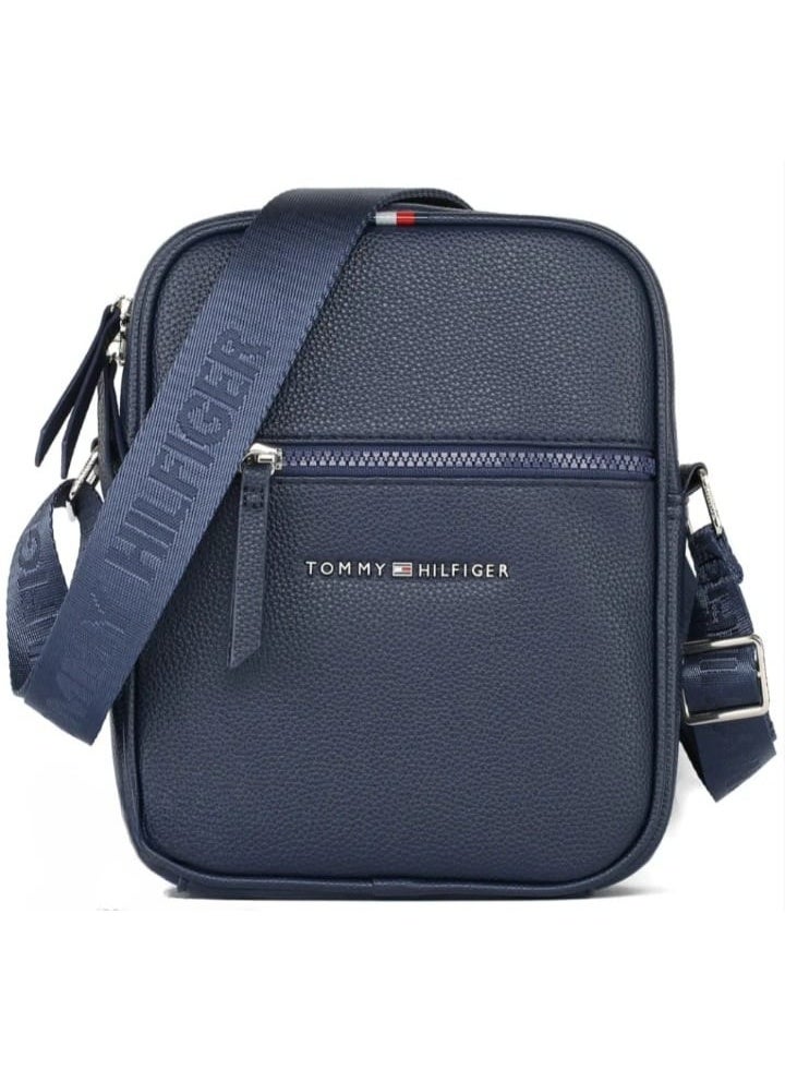 Hilfiger Denim Tommy Hilfiger Men’s Elevated Logo Crossbody Reporter Bag – Navy Blue - Image 1